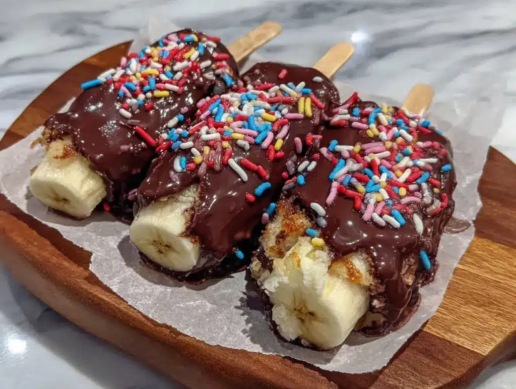 creamy frozen banana pops - featured image