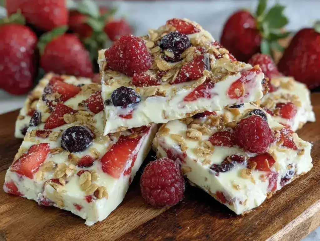 creamy frozen yogurt bark - featured image