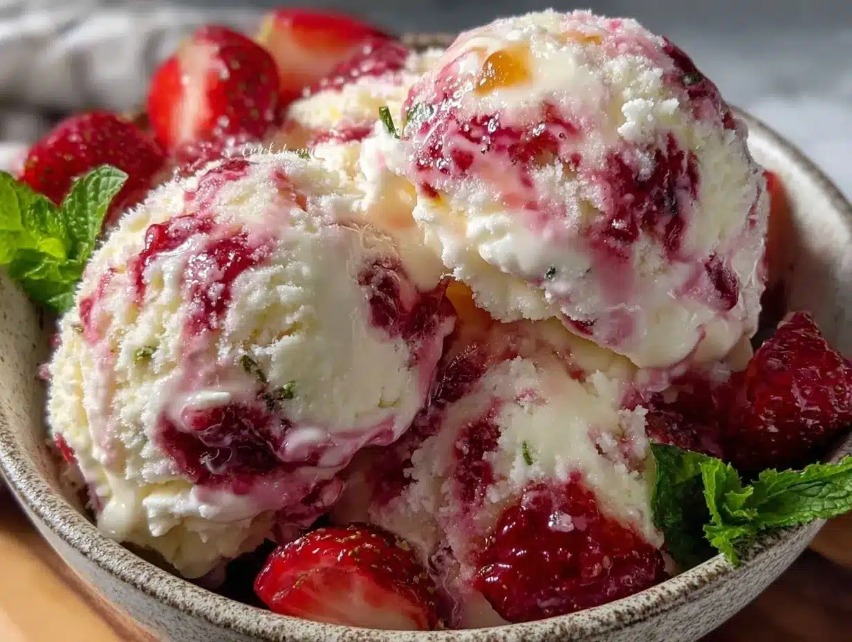 creamy no-churn strawberry swirl ice cream preparation steps