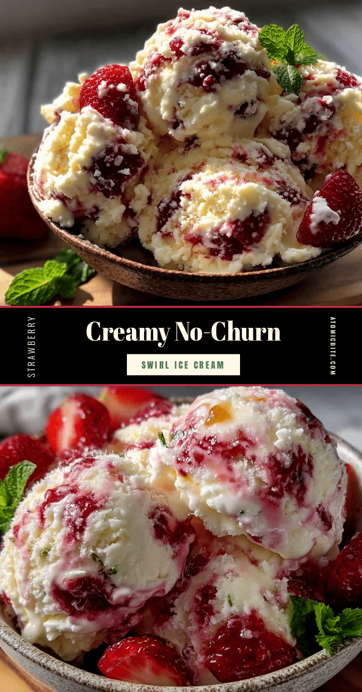 creamy no-churn strawberry swirl ice cream recipe