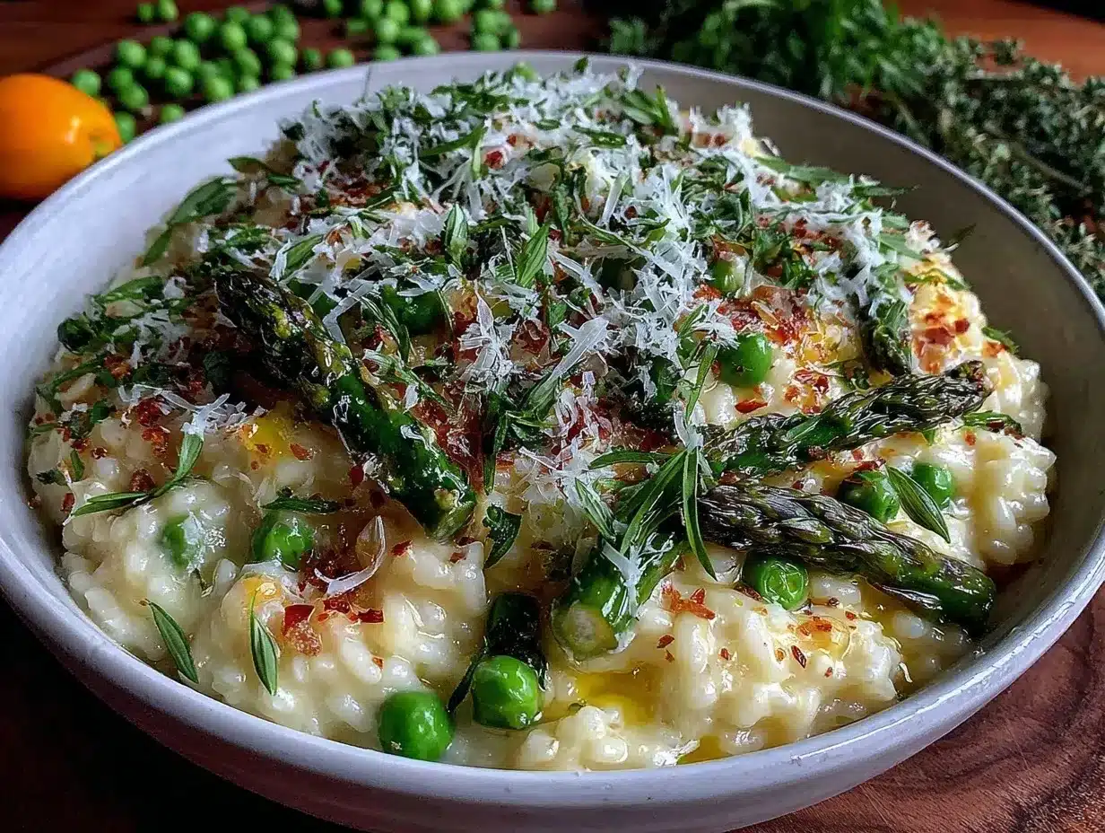 creamy spring pea and asparagus risotto preparation steps