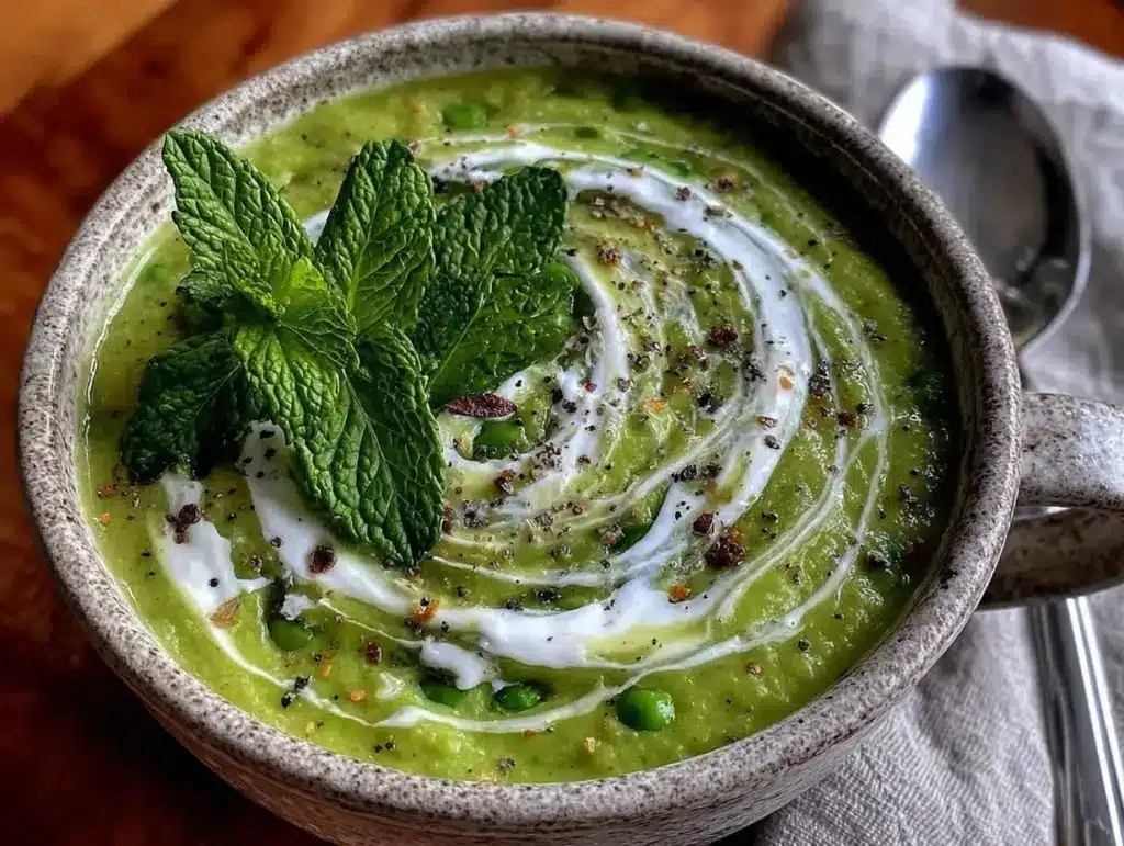 creamy spring pea soup - featured image