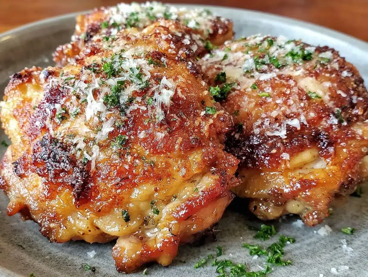 crispy garlic parmesan air fryer chicken thighs preparation steps