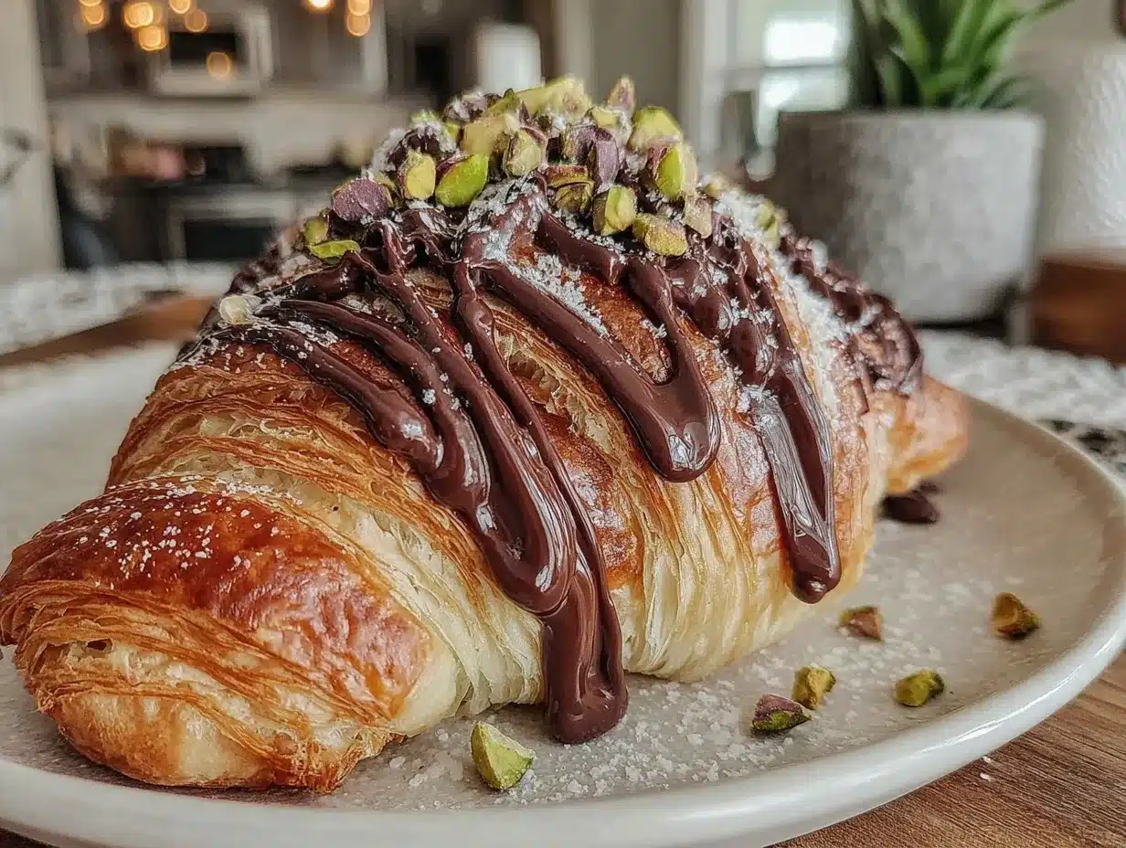 Dubai Chocolate Bar Pistachio Croissant preparation steps