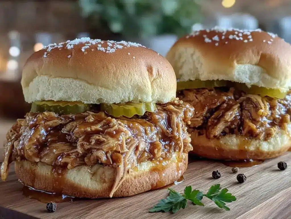 easy crockpot Mississippi chicken sandwiches - featured image
