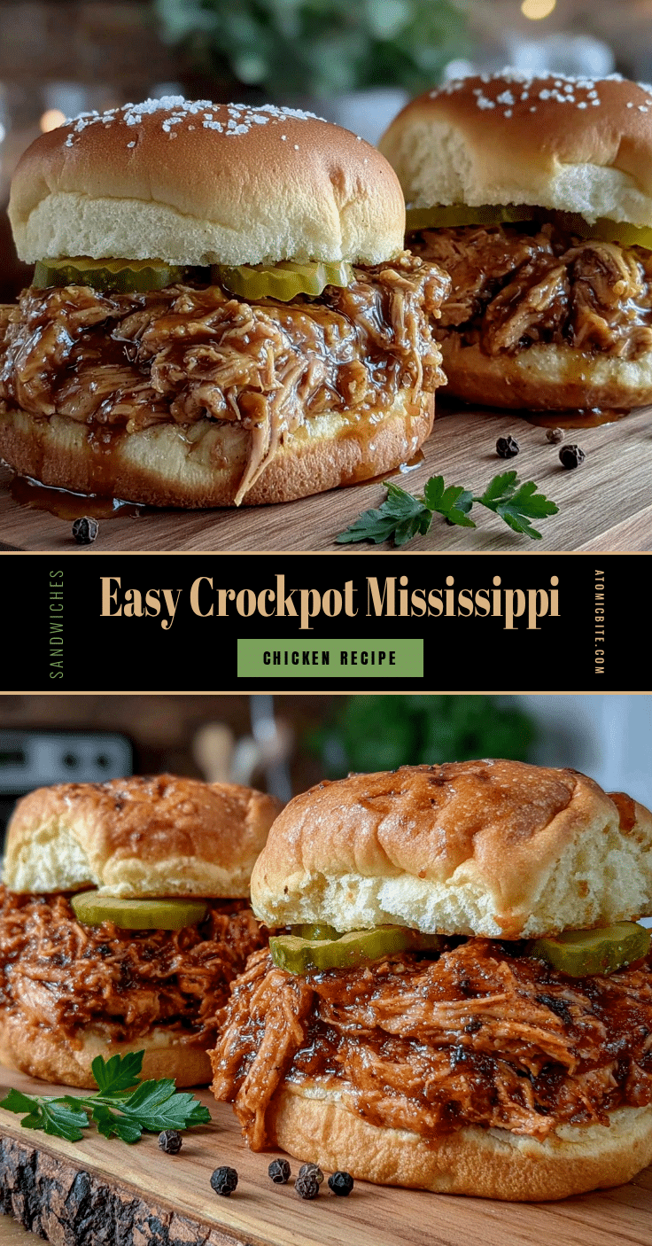 easy crockpot Mississippi chicken sandwiches recipe