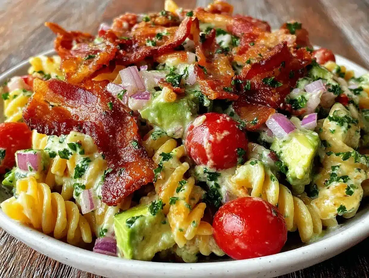 fresh BLT pasta salad preparation steps