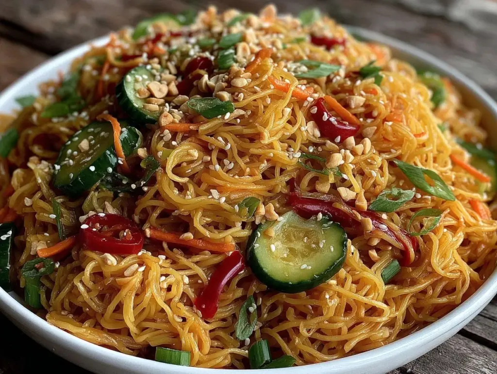 fresh cold asian sesame noodle salad - featured image
