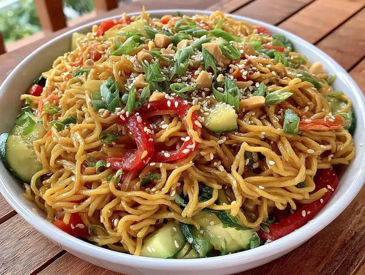 fresh cold asian sesame noodle salad preparation steps