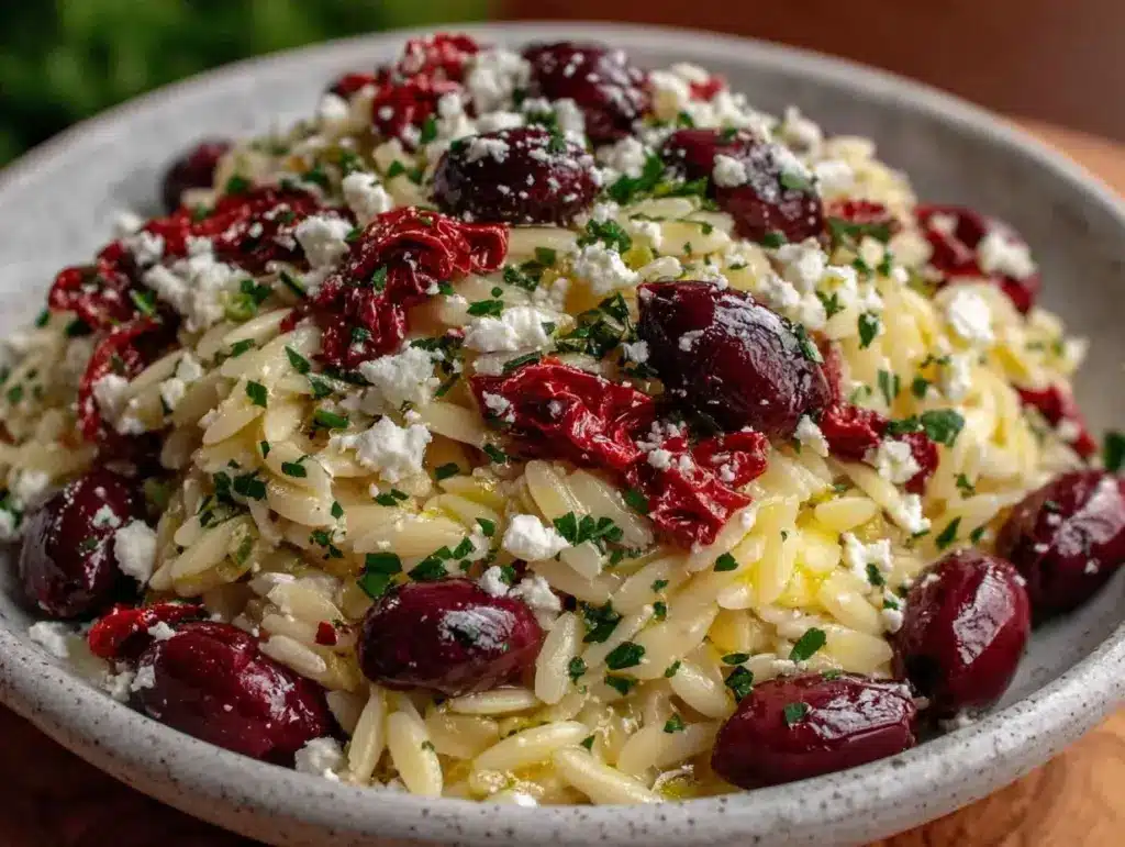 fresh greek orzo salad - featured image