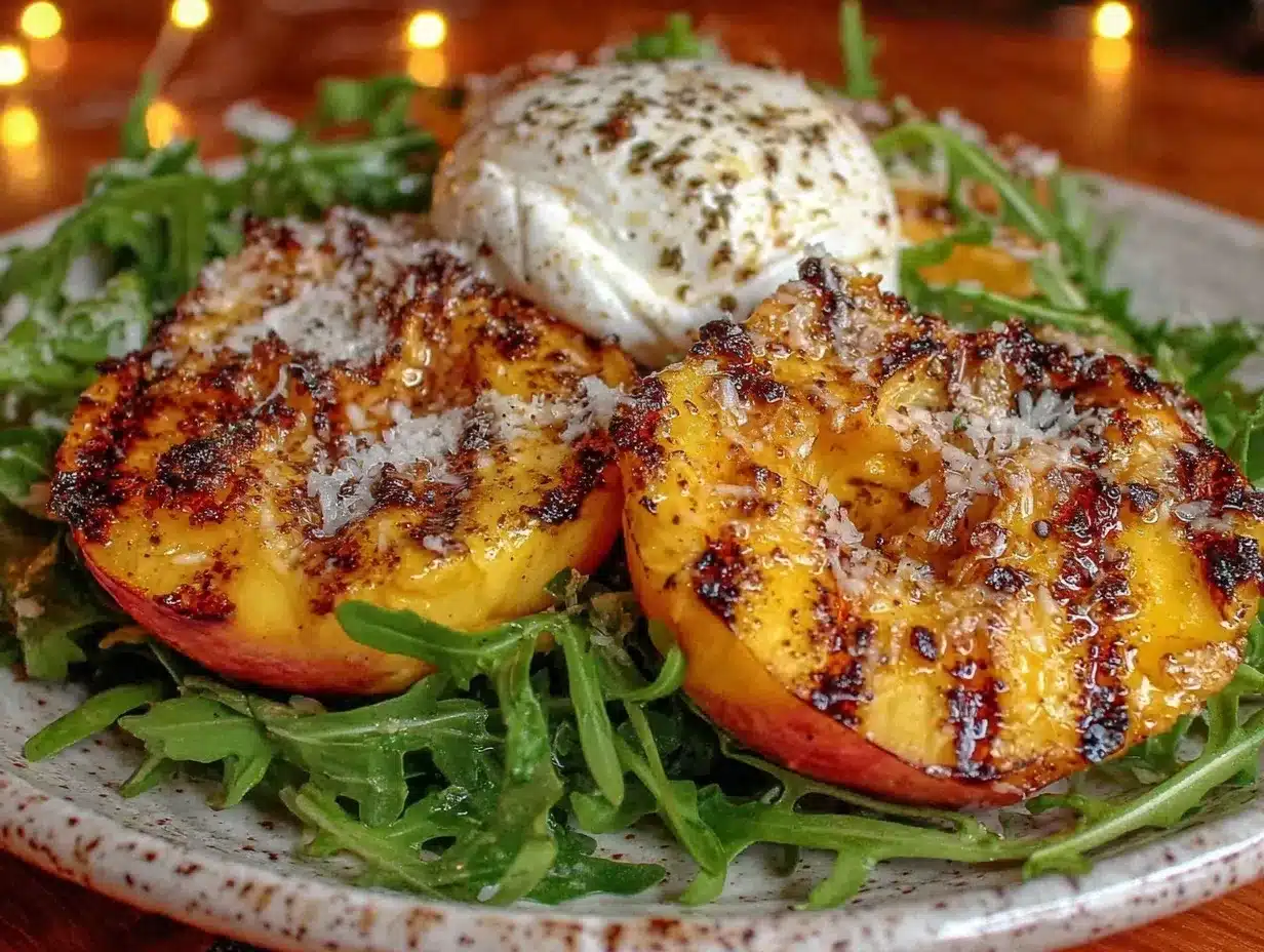 fresh grilled peach and burrata salad preparation steps