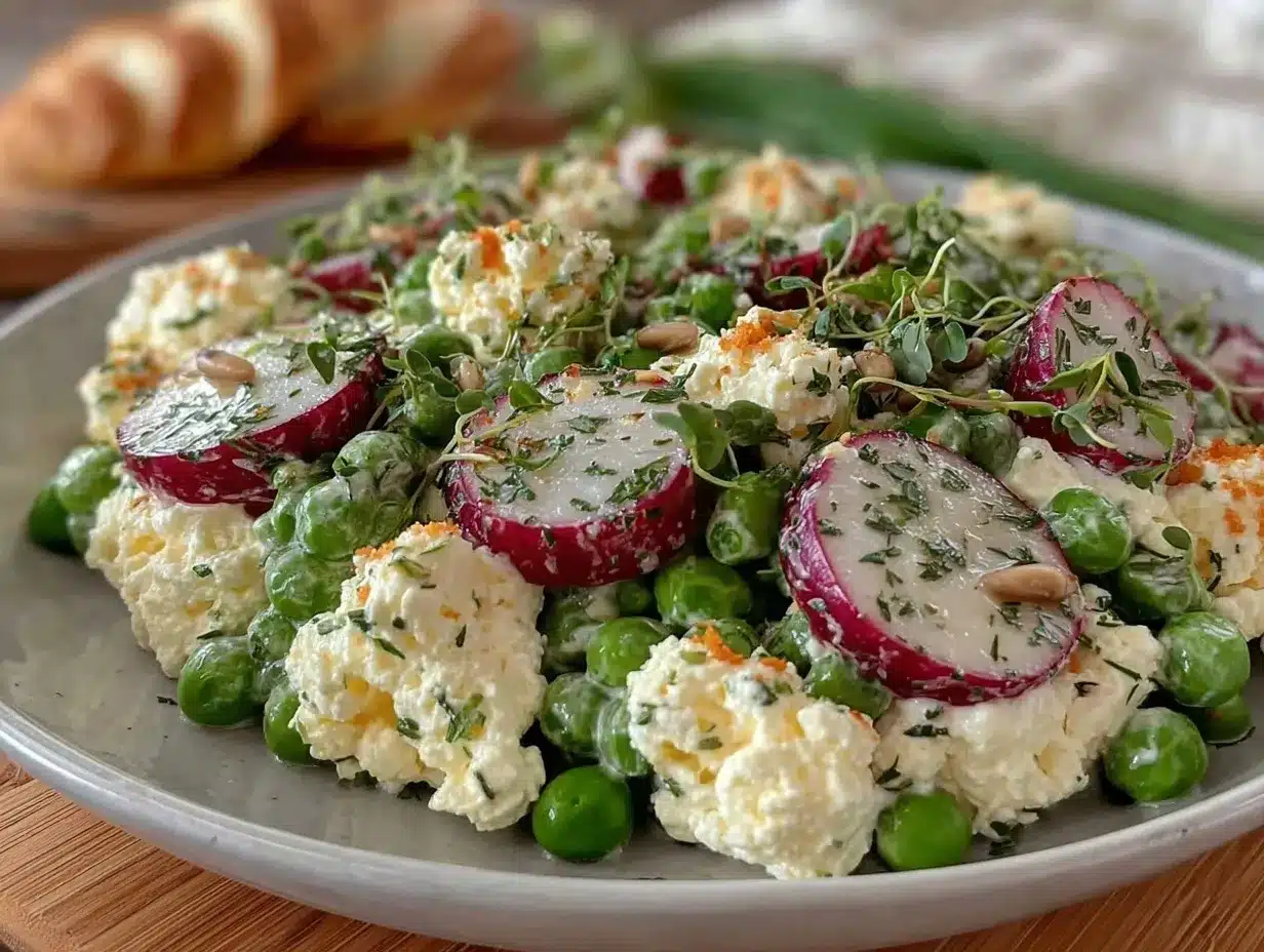 fresh spring pea and radish salad preparation steps