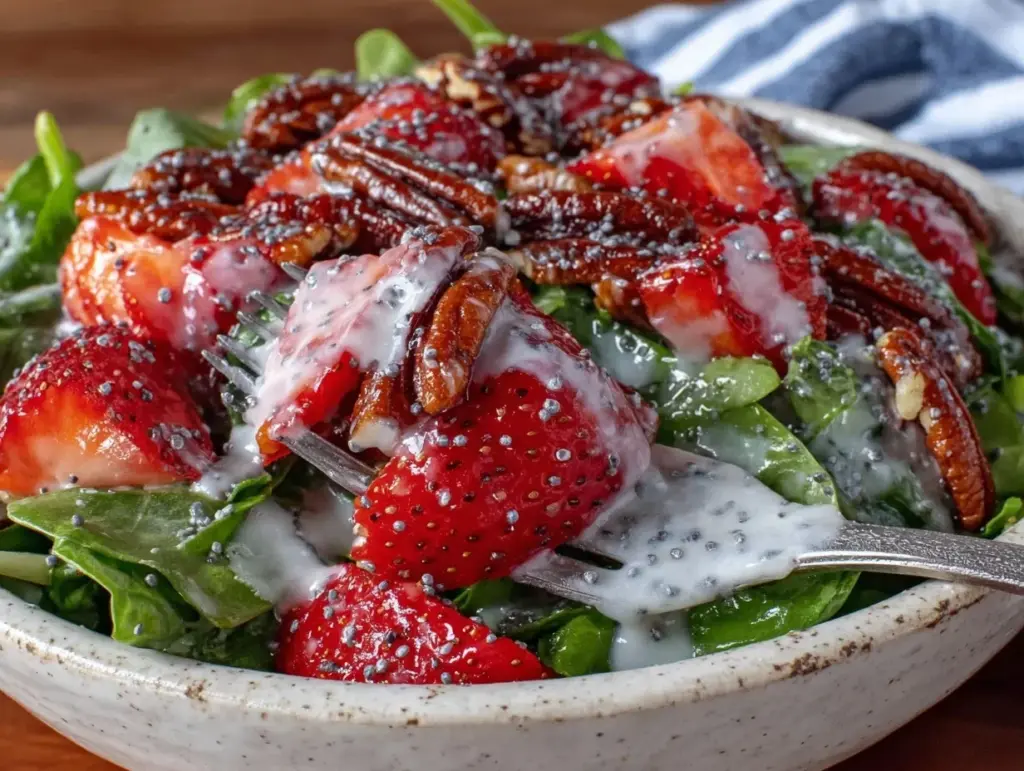 fresh strawberry spinach salad - featured image