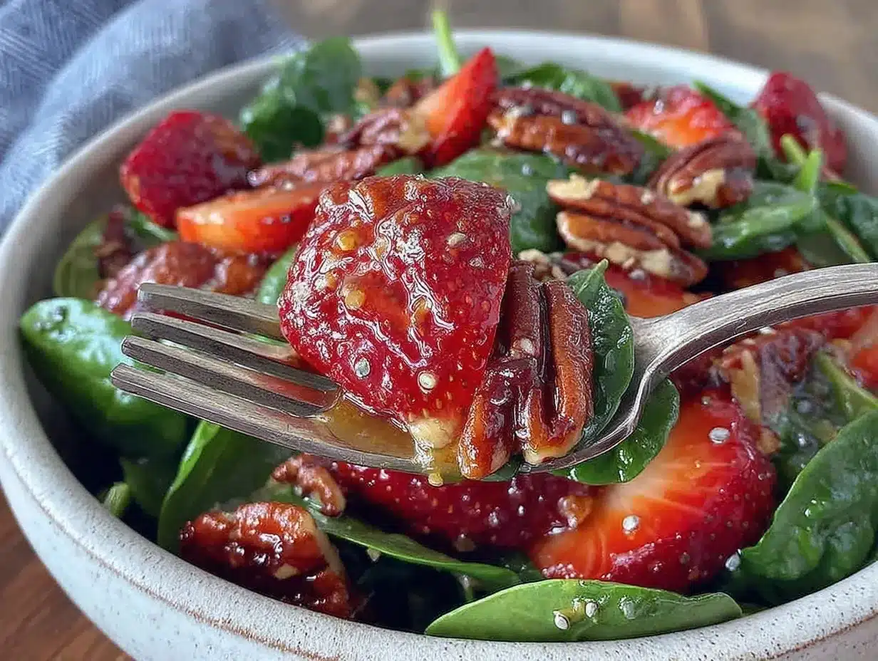 fresh strawberry spinach salad preparation steps