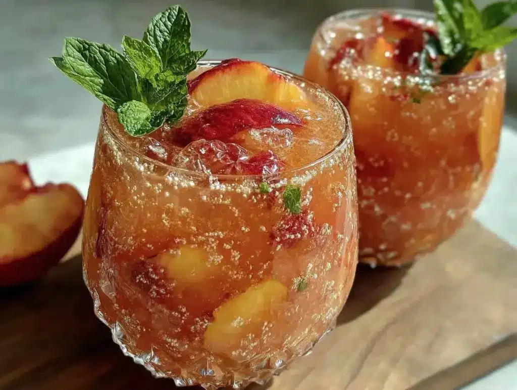 frozen peach bellini pitcher - featured image