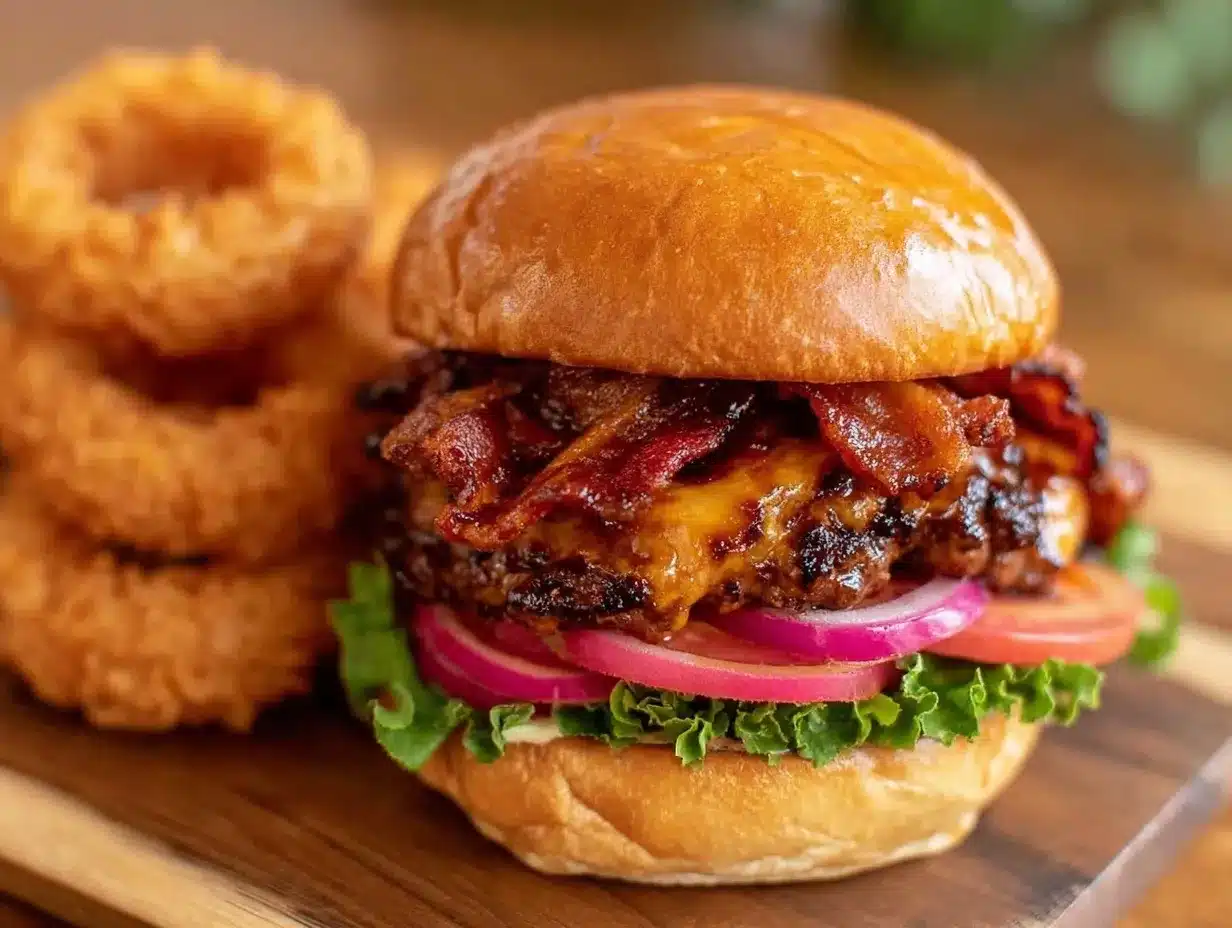 grilled BBQ bacon cheeseburger preparation steps