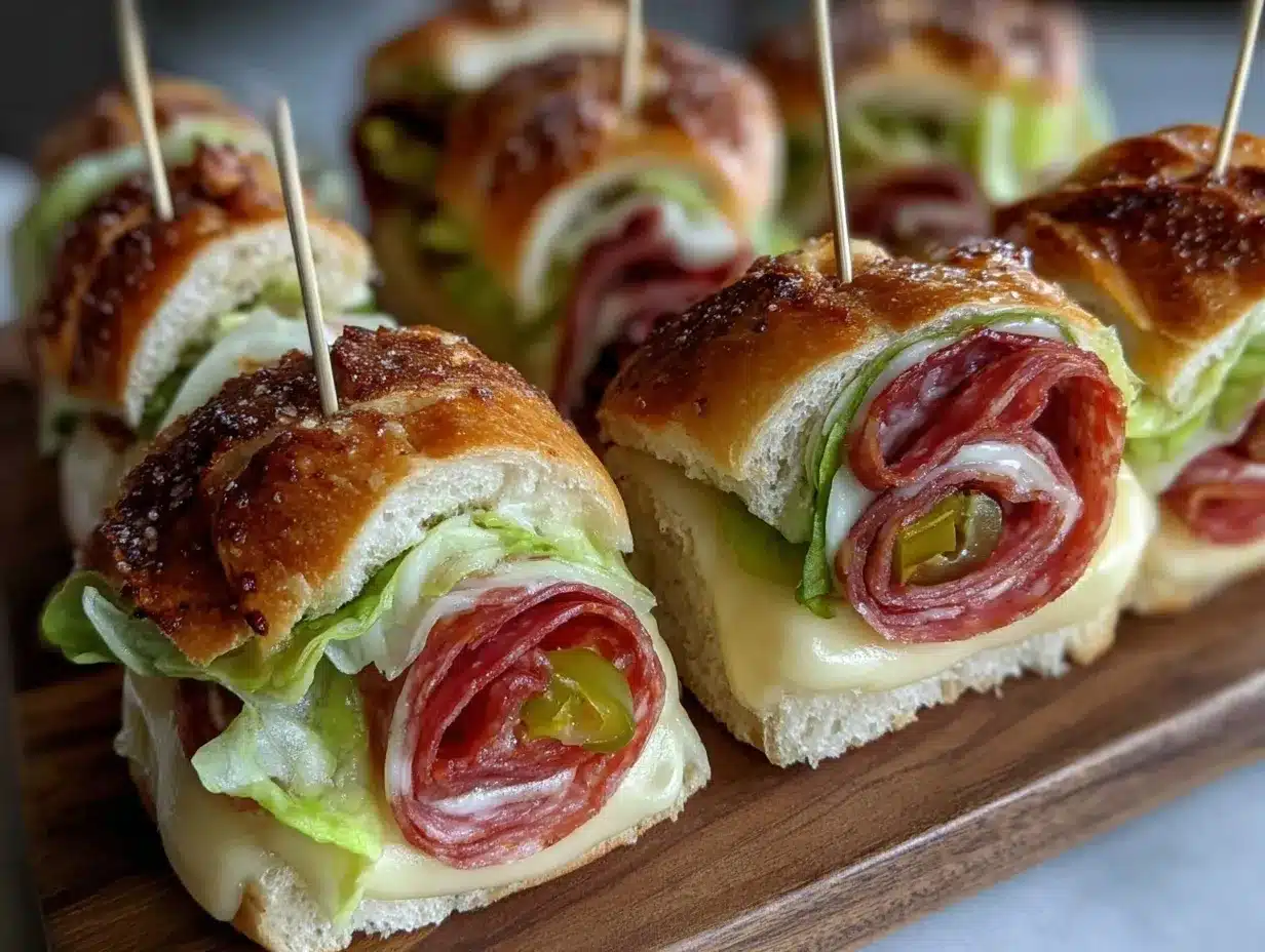 Italian Sub Pinwheel Sandwiches preparation steps