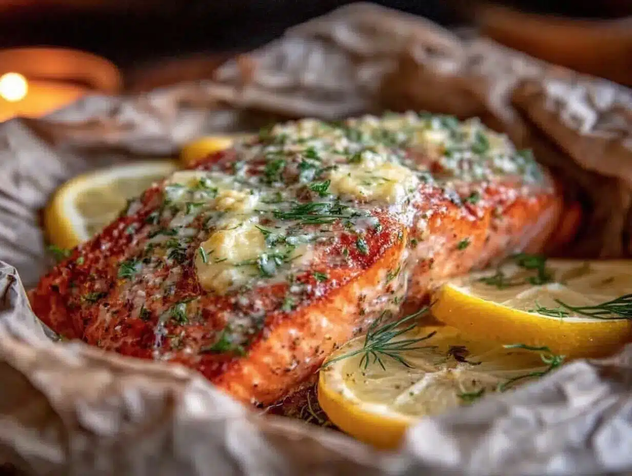 lemon dill butter baked salmon preparation steps