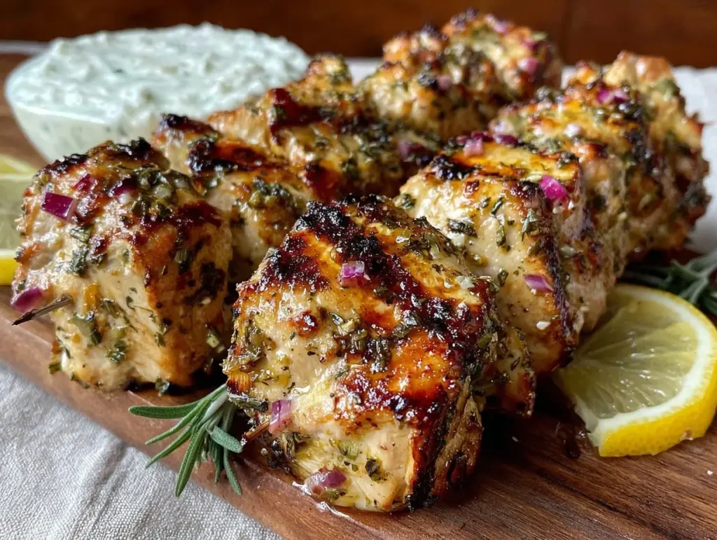 lemon herb grilled chicken souvlaki - featured image