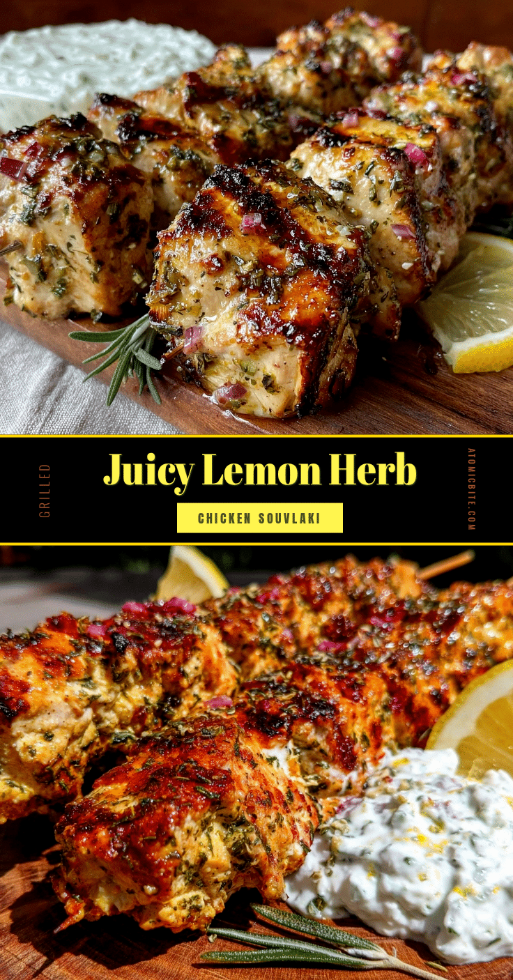 lemon herb grilled chicken souvlaki recipe