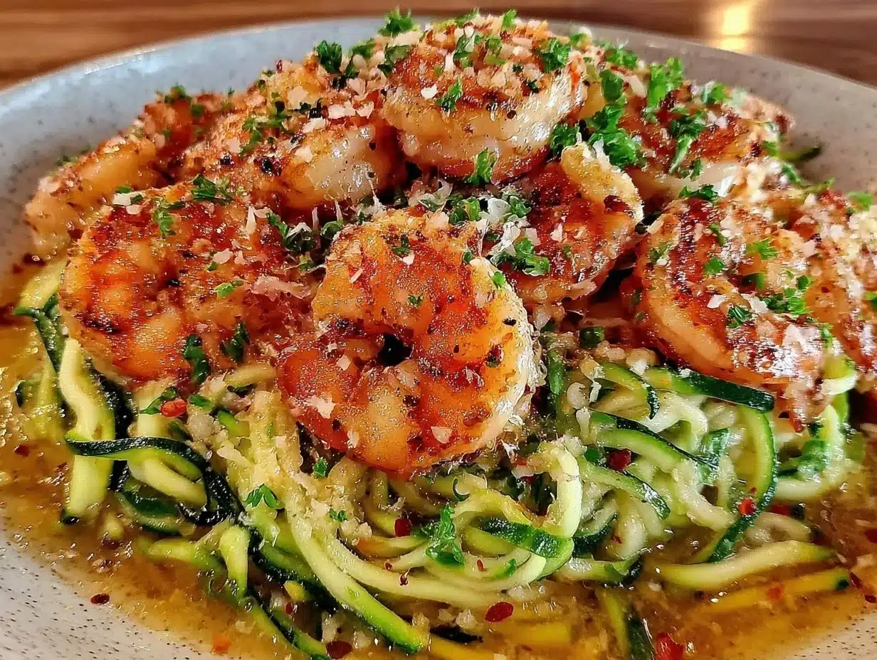 light summer shrimp scampi with zucchini noodles preparation steps