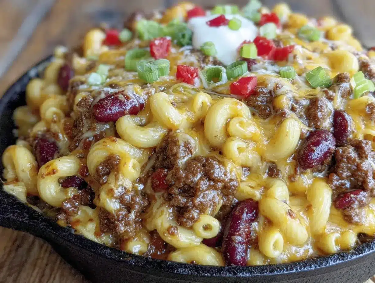 one-pot campfire chili mac and cheese preparation steps