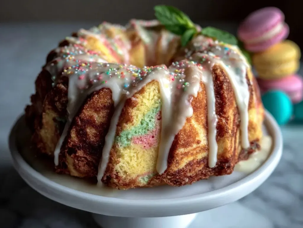pastel marble bundt cake - featured image