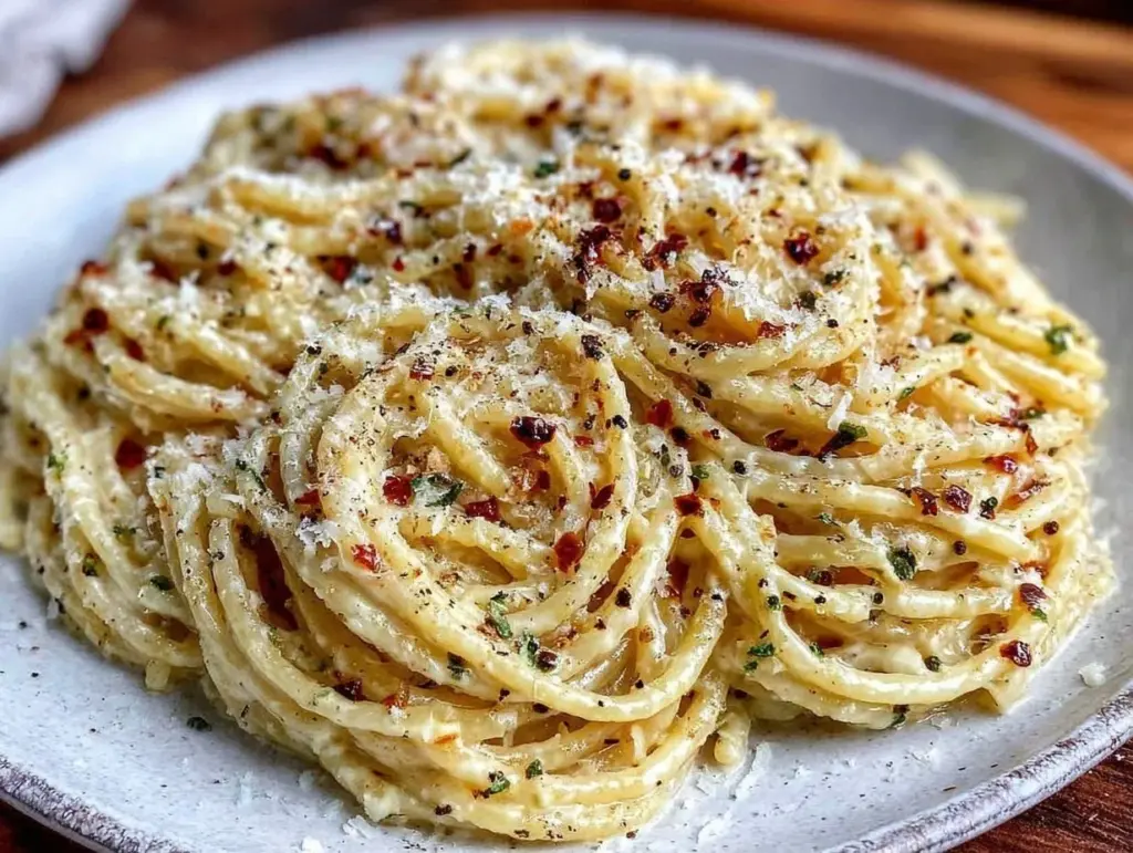 quick creamy cacio e pepe pasta - featured image