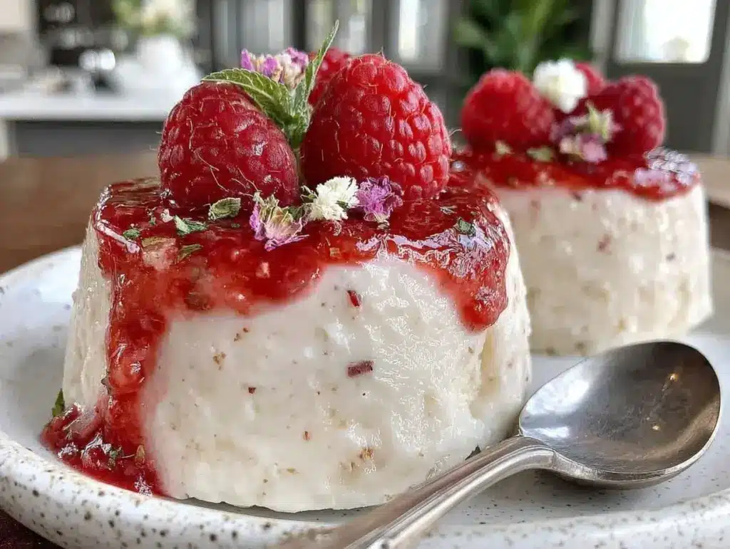 raspberry rose panna cotta - featured image
