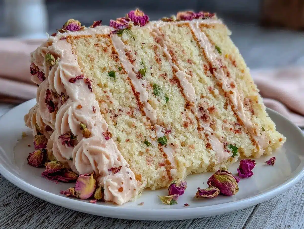 rose water vanilla bean layer cake preparation steps