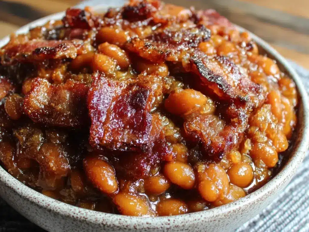 savory crockpot baked beans - featured image