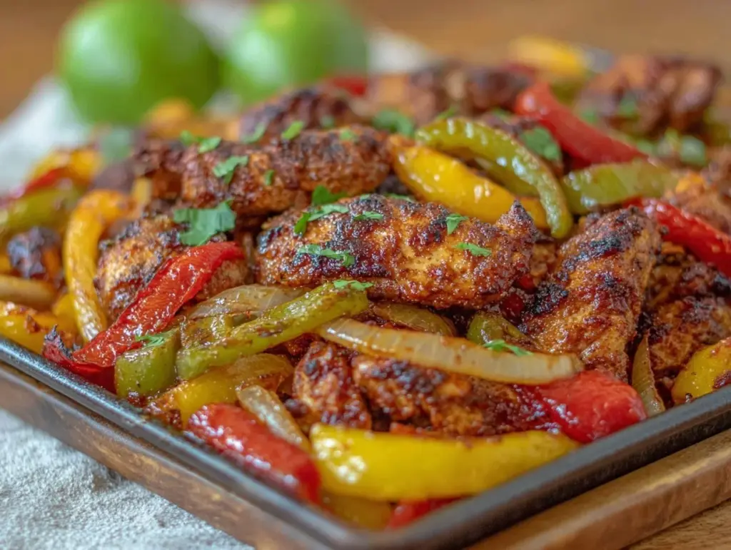 sheet pan chicken fajitas - featured image