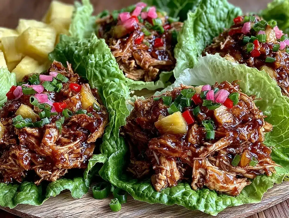 slow cooker hawaiian chicken lettuce wraps preparation steps