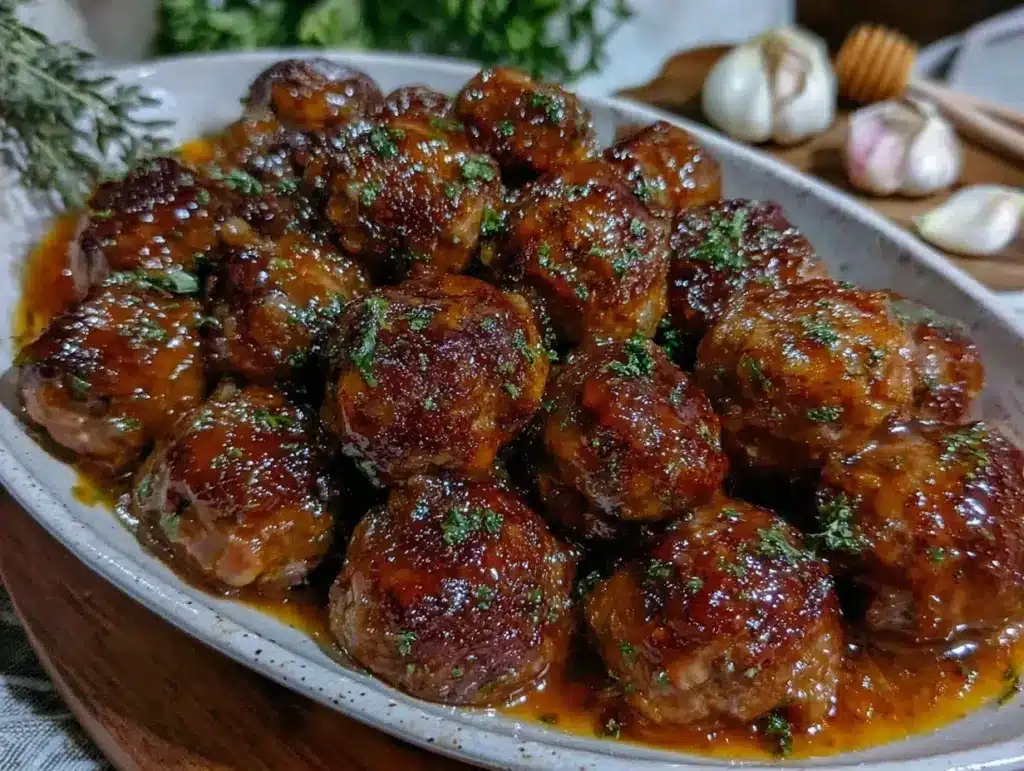slow cooker honey garlic meatballs - featured image