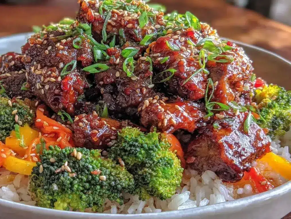 slow cooker honey teriyaki chicken bowls - featured image