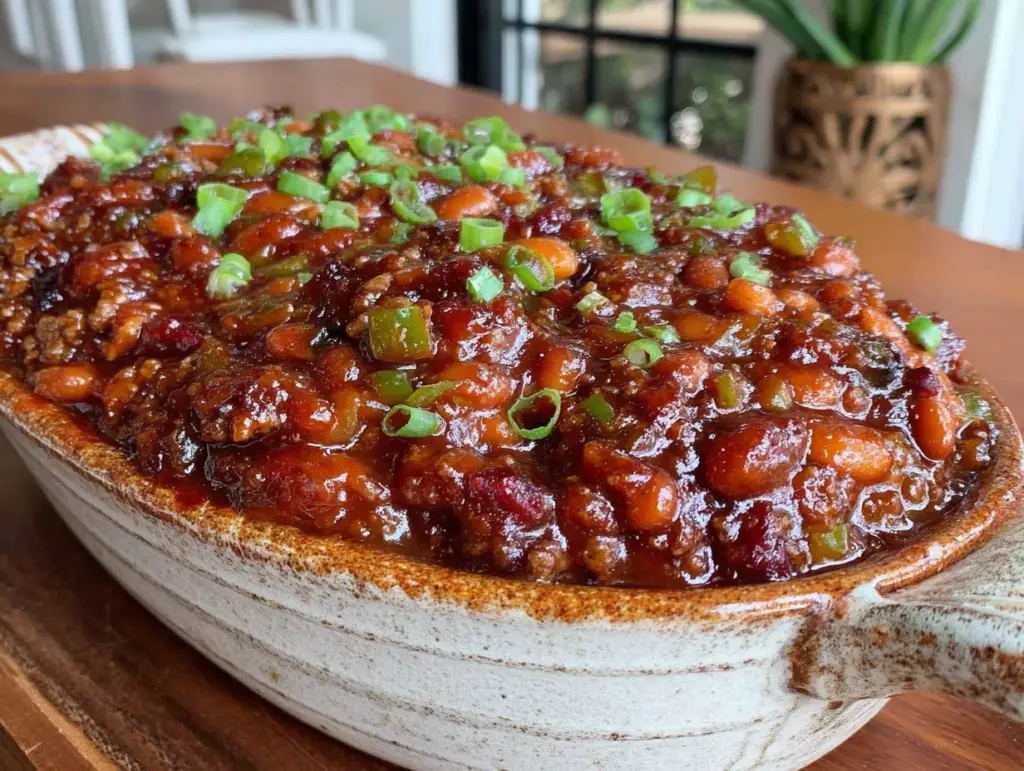 smoky bbq baked beans with beef - featured image