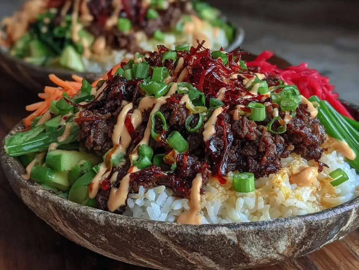 spicy korean ground beef bowls preparation steps