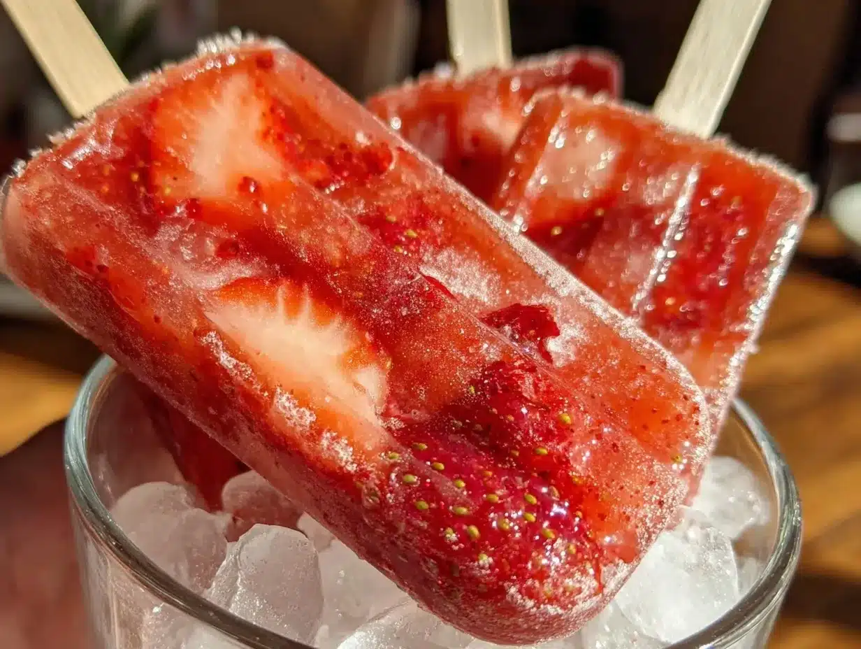 strawberry champagne mimosa popsicles preparation steps