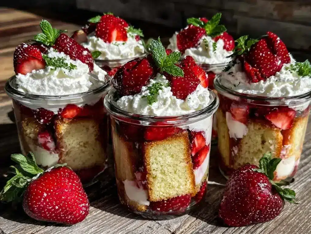 strawberry shortcake trifle jars - featured image