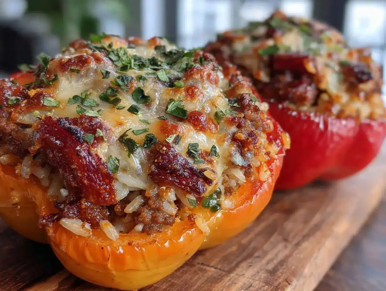 stuffed bell peppers with ground beef and rice preparation steps