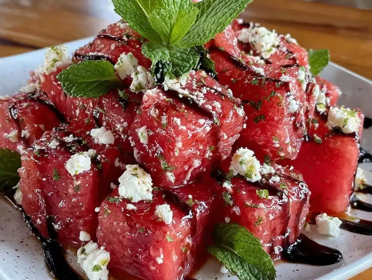 watermelon feta mint salad preparation steps