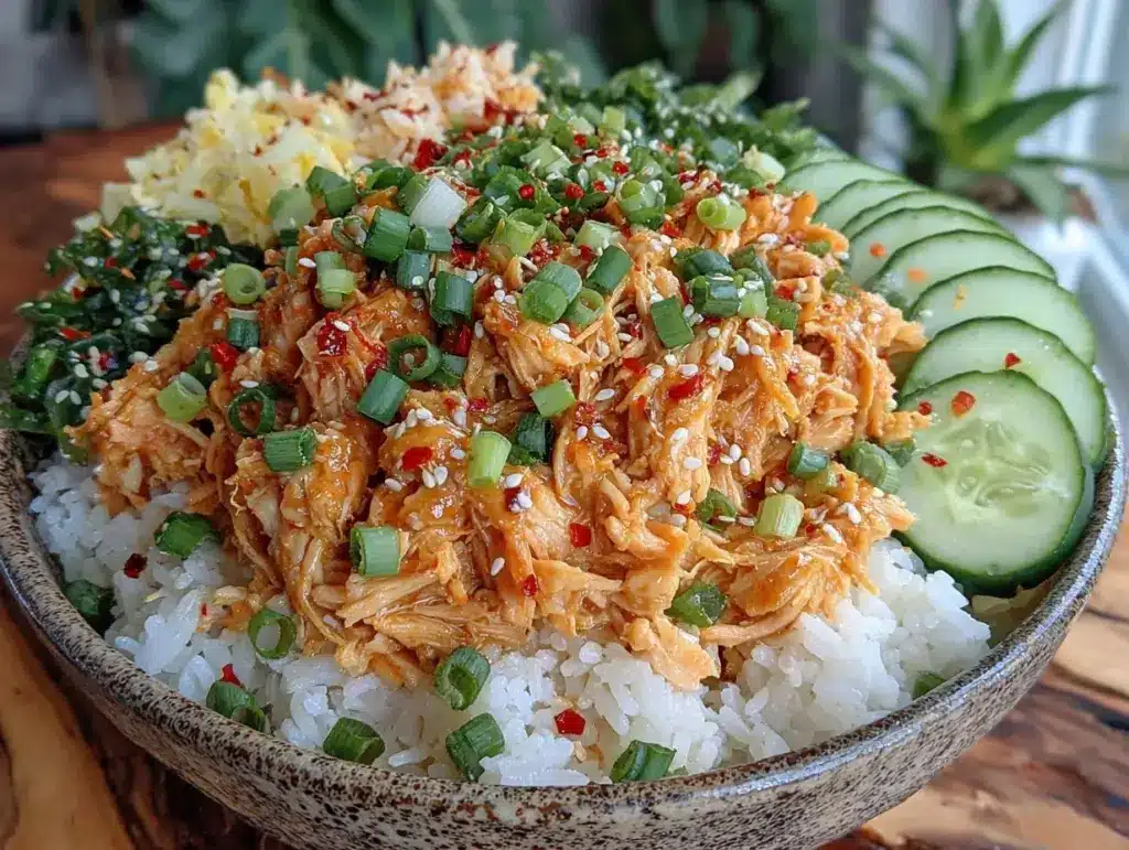 bang bang chicken rice bowl - featured image
