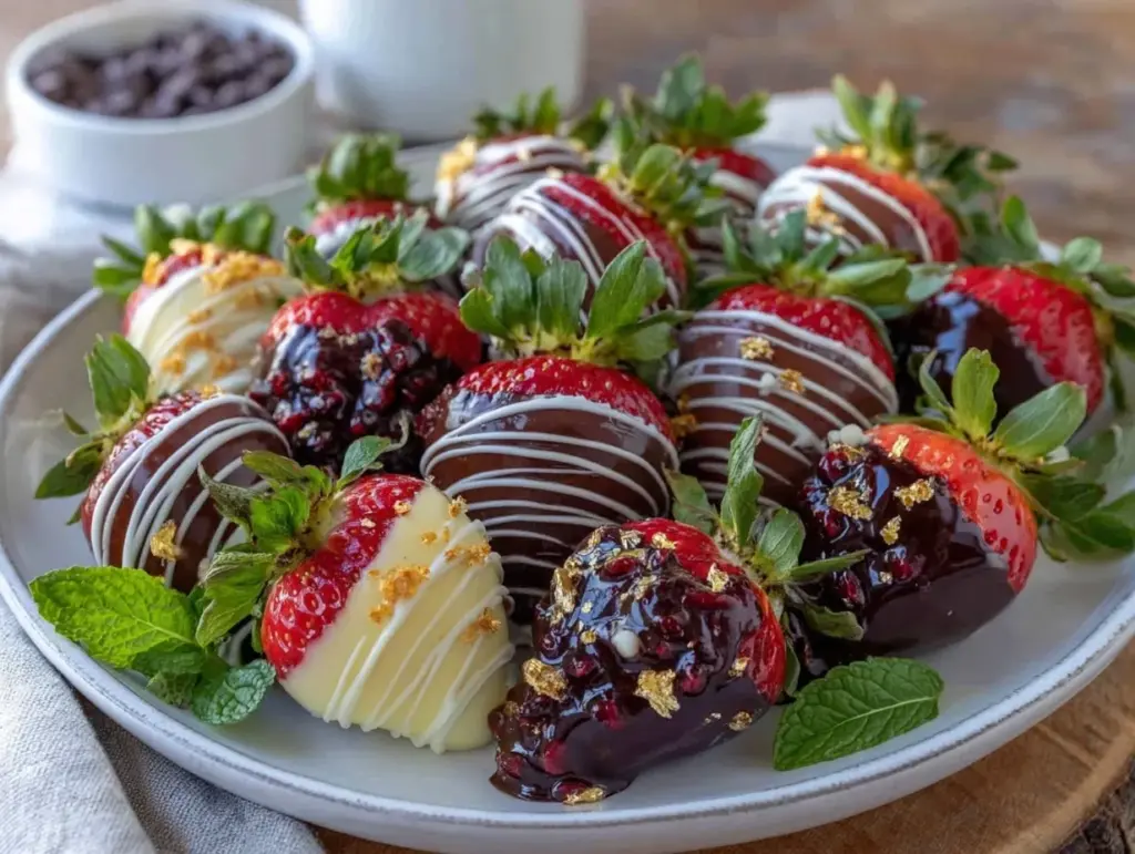 chocolate covered strawberry bouquet platter - featured image