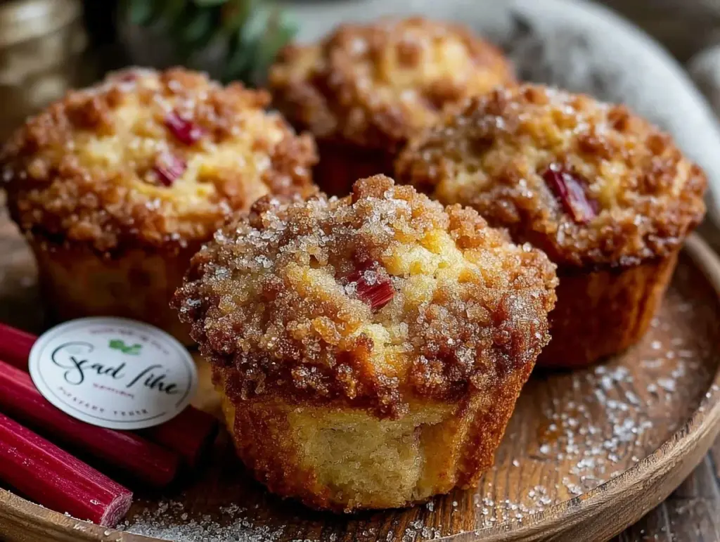classic old fashioned rhubarb muffins - featured image