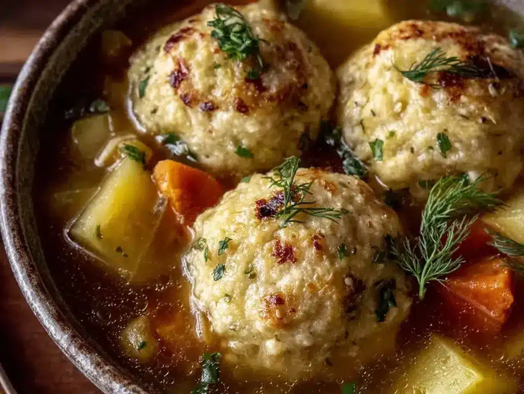 cozy matzo ball soup - featured image