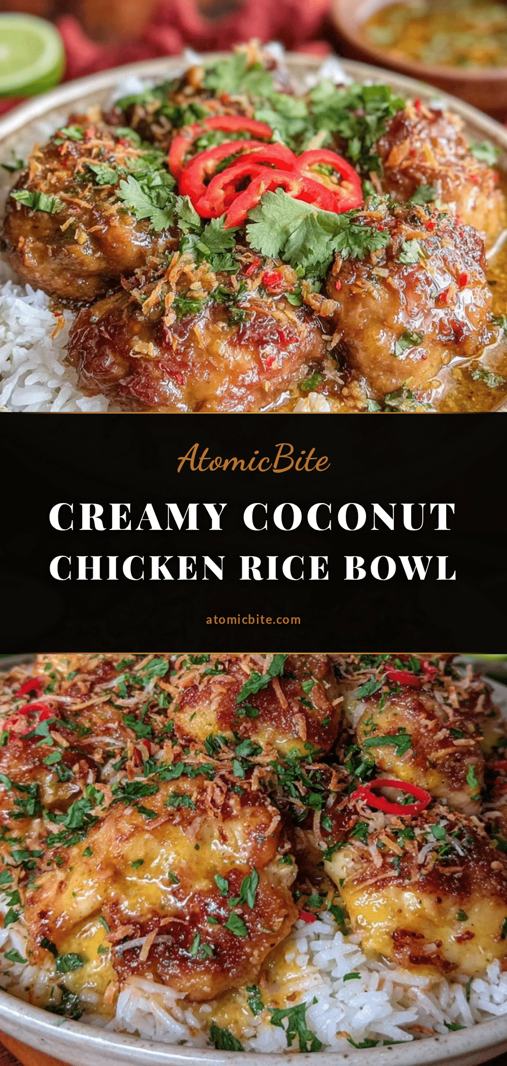 creamy coconut chicken rice bowl recipe