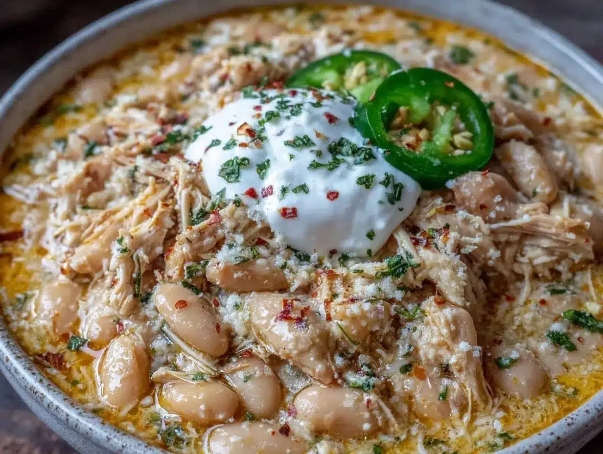 creamy crockpot white chicken chili preparation steps