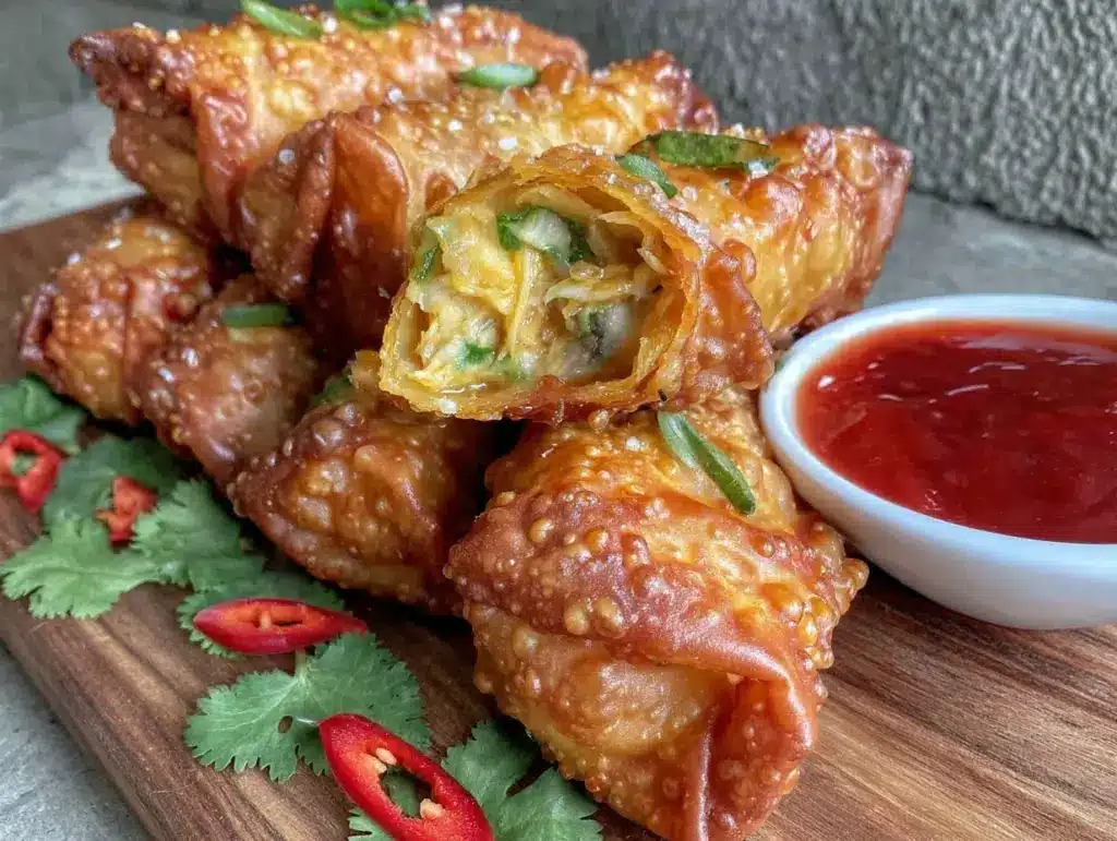 crispy air fryer chicken egg rolls - featured image