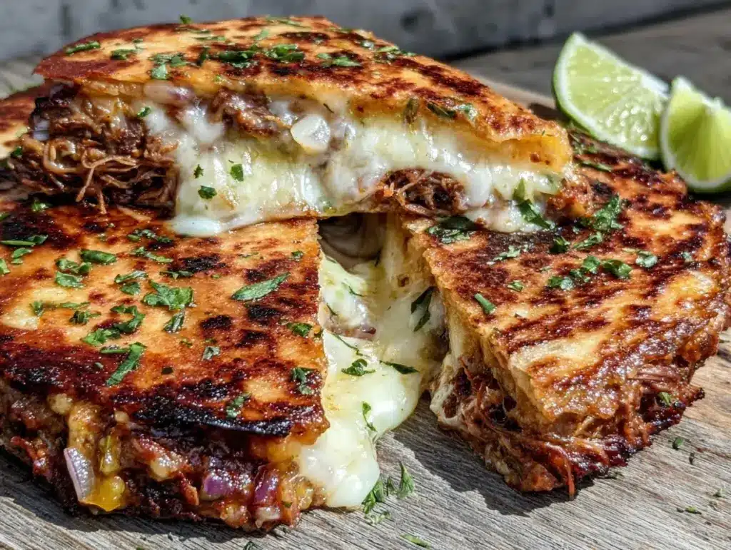 crispy birria grilled cheese quesadilla - featured image