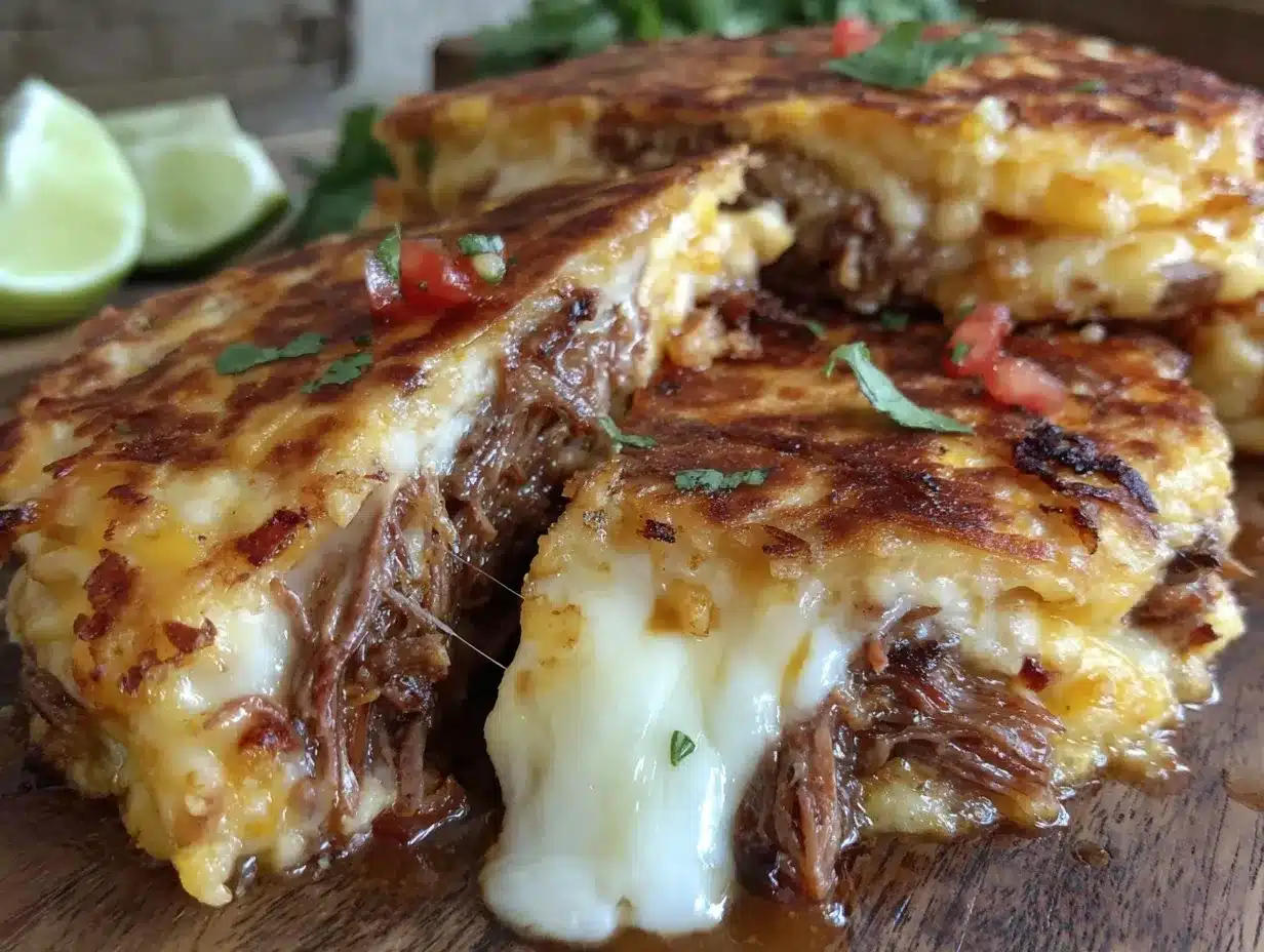 crispy birria grilled cheese quesadilla preparation steps